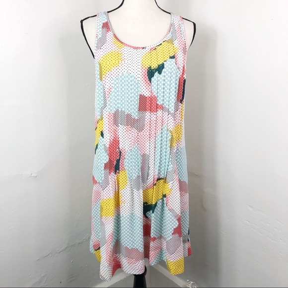 1. State Dresses & Skirts - 1. STATE Pleated Sleeveless Dot Summer Shift Dress